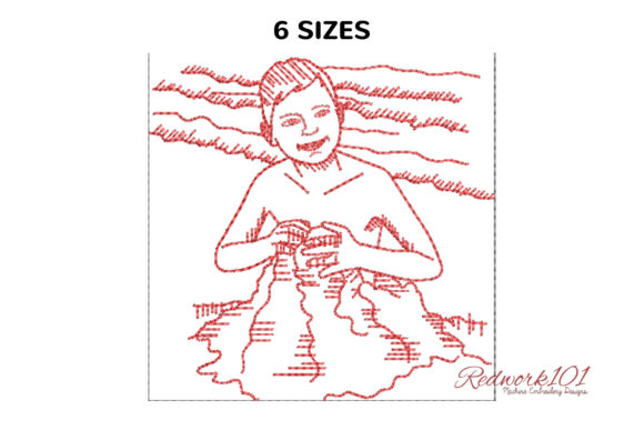 Boy Building Sand Castle at Beach Embroidery Review