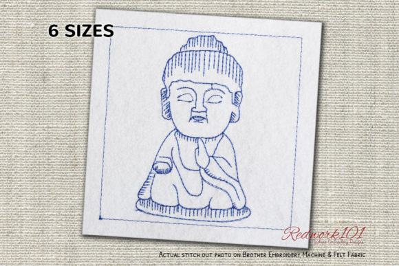 Cute Little Sitting Buddha Redwork: A Heartwarming Embroidery Design