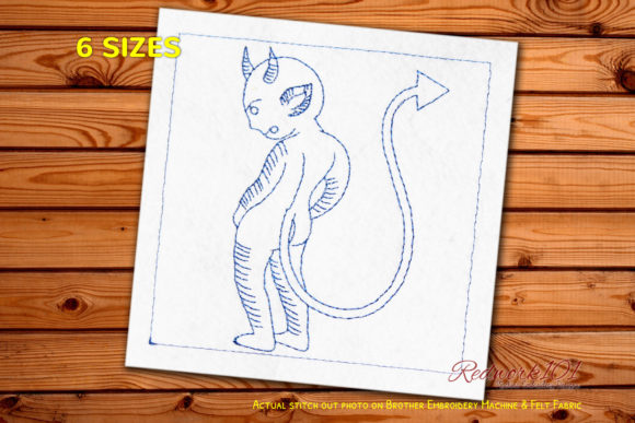 Devil with Tail Redwork Design Review