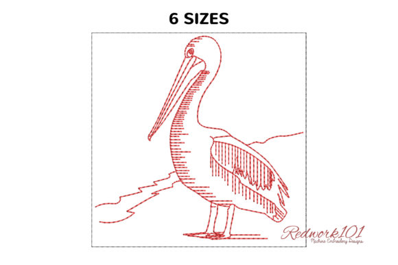 Pelican Standing on Sand Bluework: A Versatile Embroidery Design for Personalized Gifts