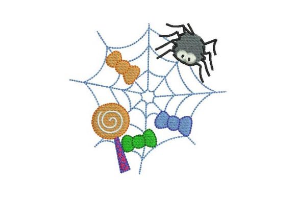 Spider Web with Candies: A Festive Embroidery Design Review